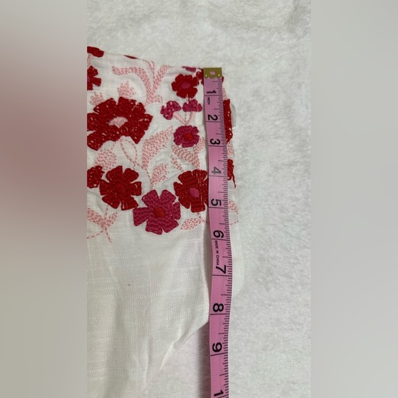 Solitaire Summer Red and White Boxy Embellished Blouse - Picture 5 of 13